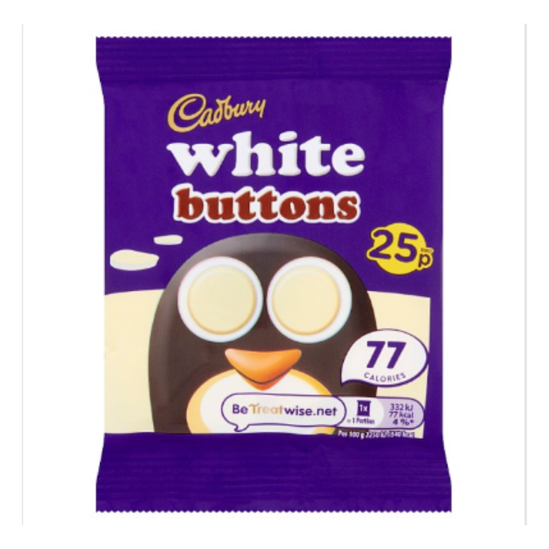 Cadbury White Buttons Chocolate Bag 14.4g x Case of 60 - London Grocery