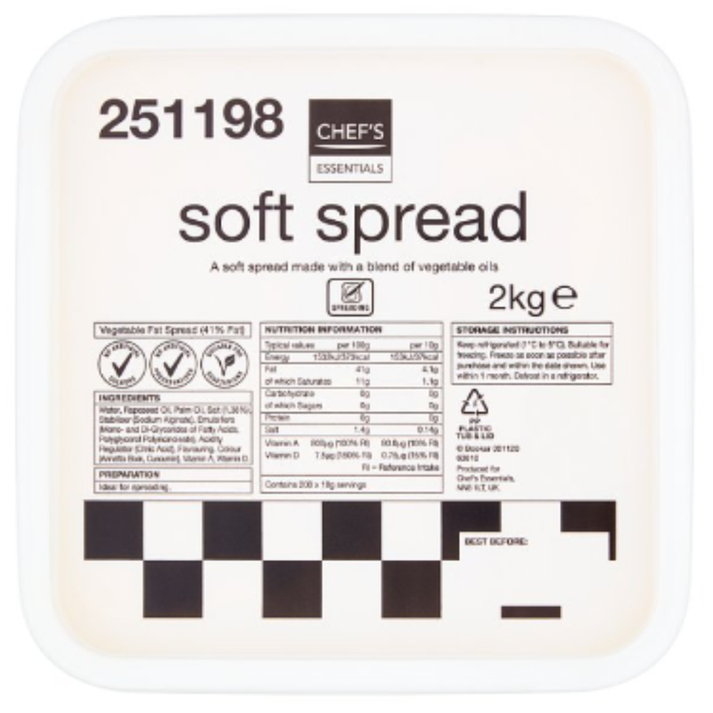 Chef's Essentials Soft Spread 2kg x 6 - London Grocery