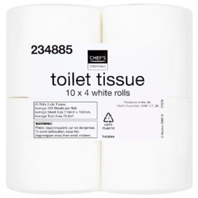 Chef's Essentials Toilet Tissue 40 White Rolls x Case of 1 - London Grocery