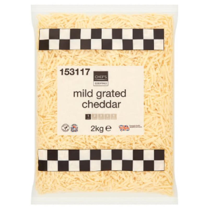 Chef's Essentials Mild Grated Cheddar 2kg x 6 - London Grocery