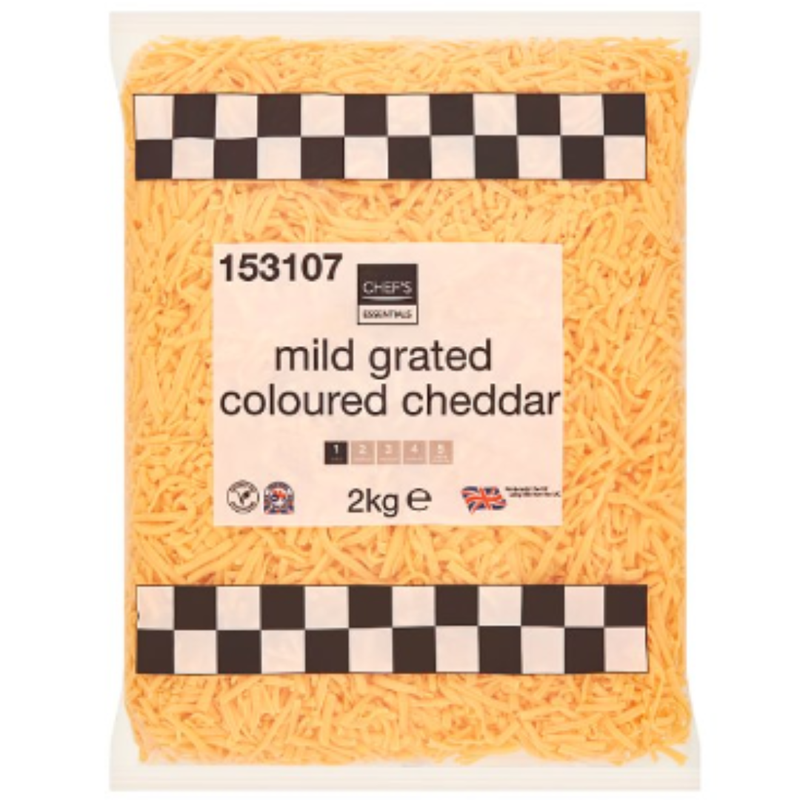 Chef's Essentials Mild Grated Coloured Cheddar 2kg x 1 - London Grocery