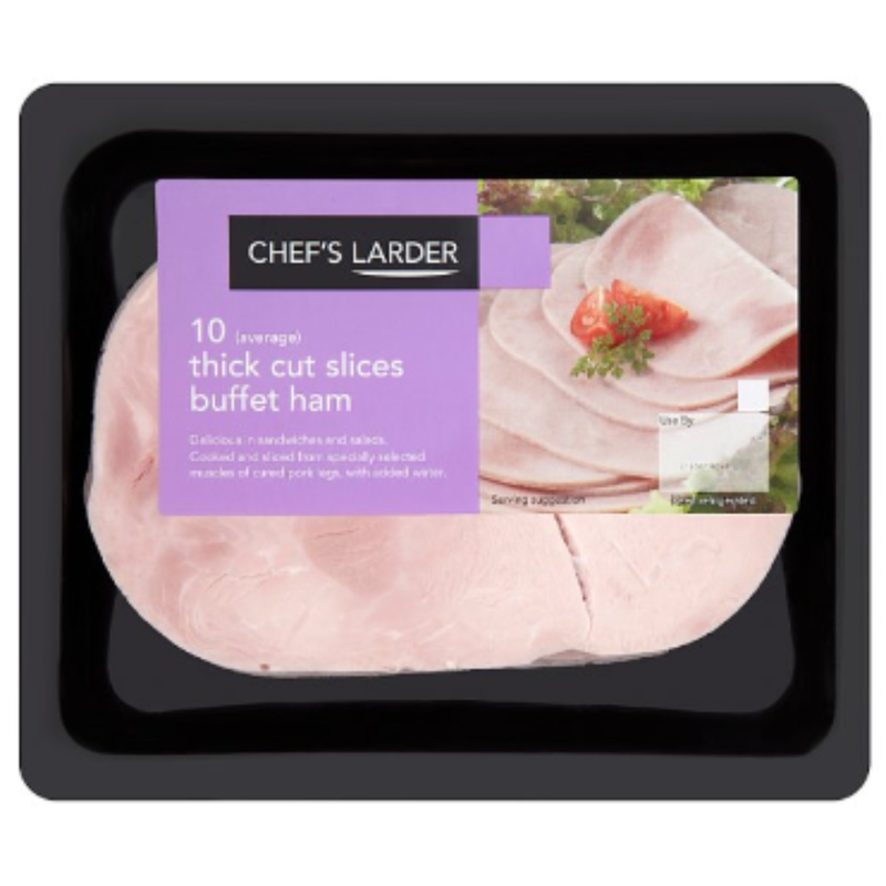 Chef's Larder 10 (Average) Thick Cut Slices Buffet Ham 500g x 6 - London Grocery