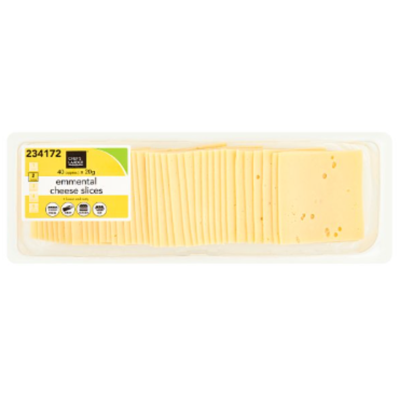 Chef's Larder Emmental Cheese Slices 800g x 5 - London Grocery