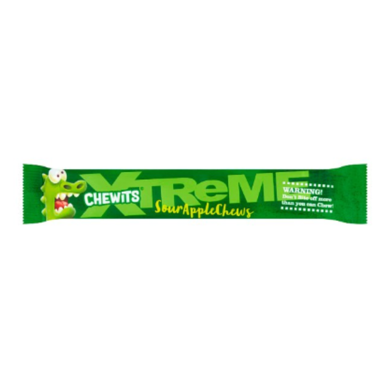Chewits Xtreme Extremely Sour Apple Chews 34g x Case of 24 - London Grocery