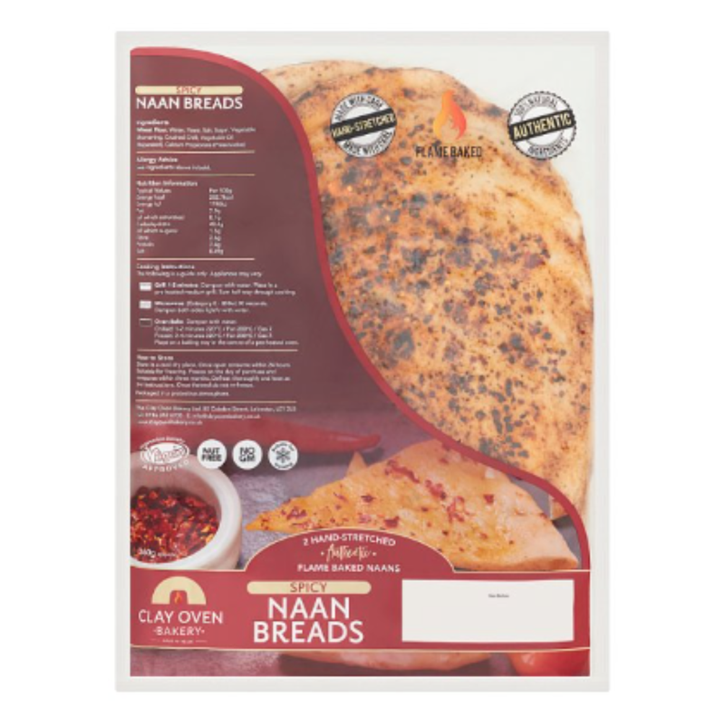 Clay Oven Bakery 2 Hands-Stretched Authentic Spicy Naan Breads x Case of 10 - London Grocery