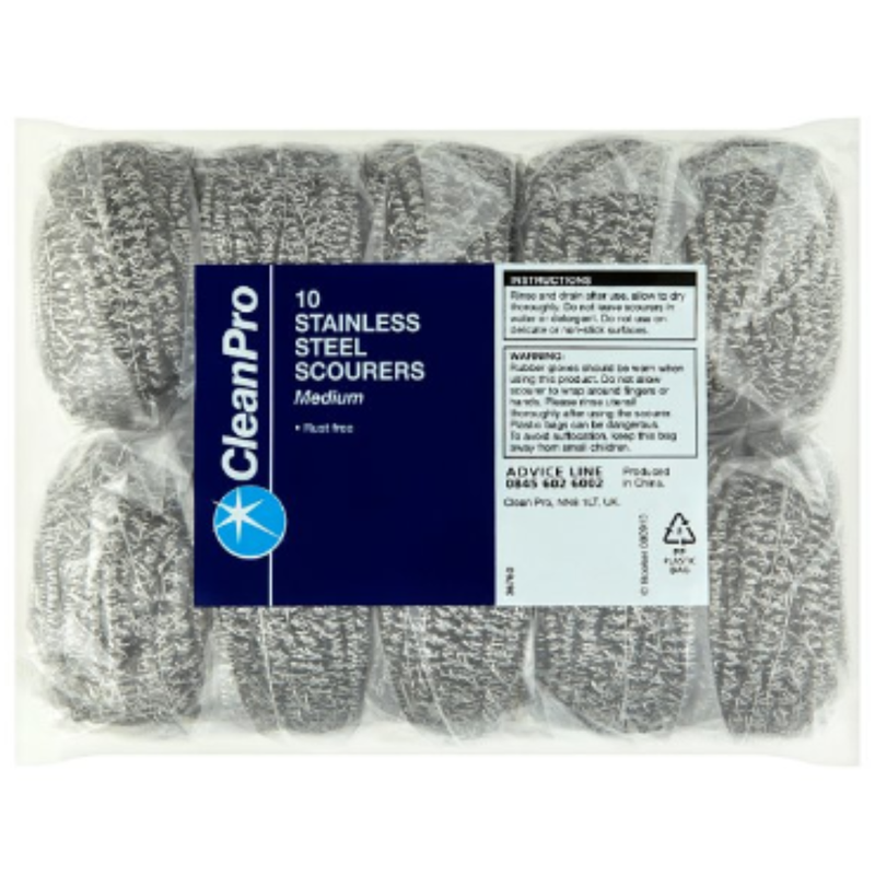 CleanPro 10 Stainless Steel Scourers Medium x Case of 1 - London Grocery