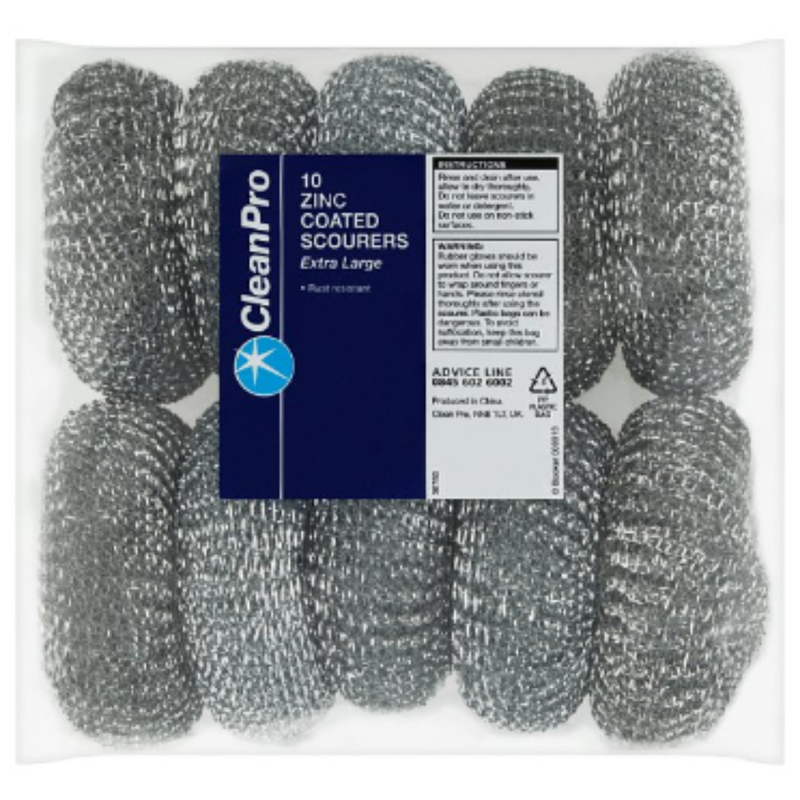 CleanPro 10 Zinc Coated Scourers Extra Large x Case of 8 - London Grocery