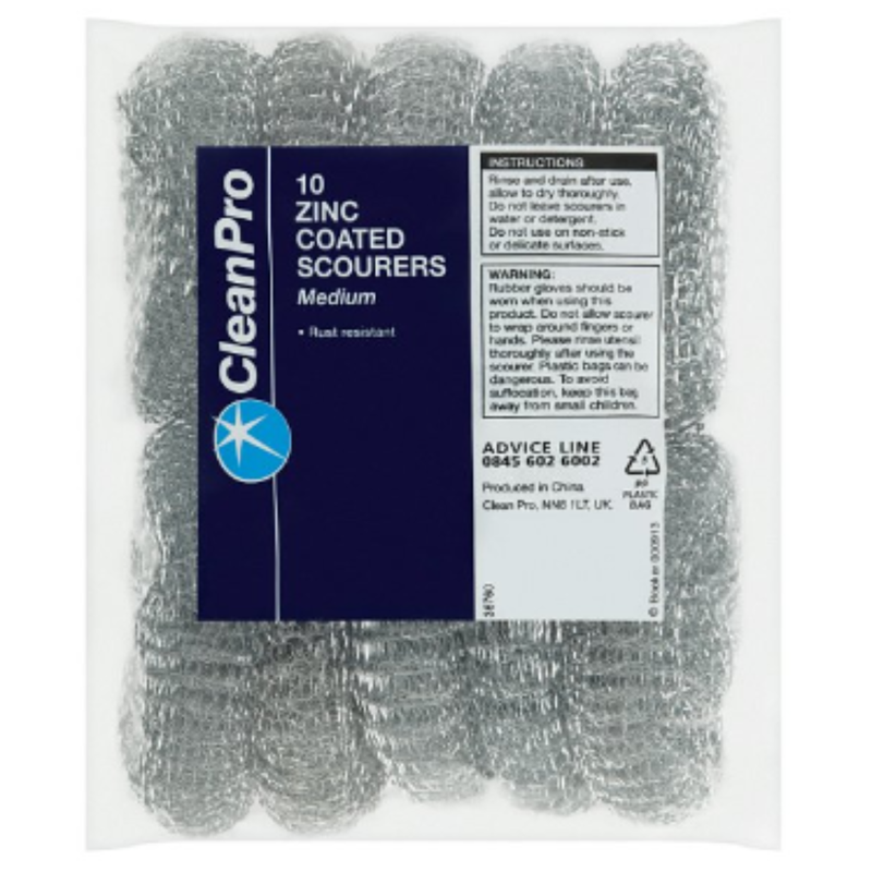 CleanPro 10 Zinc Coated Scourers Medium x Case of 18 - London Grocery
