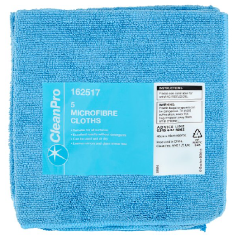 CleanPro 5 Microfibre Cloths x Case of 1 - London Grocery