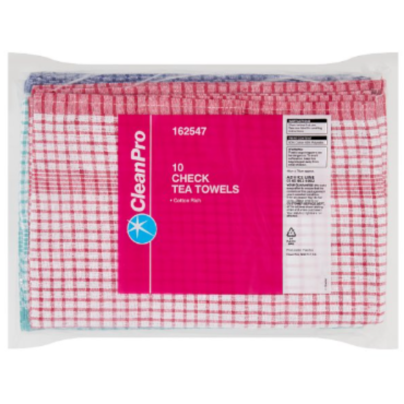 CleanPro 10 Check Tea Towels x Case of 15 - London Grocery