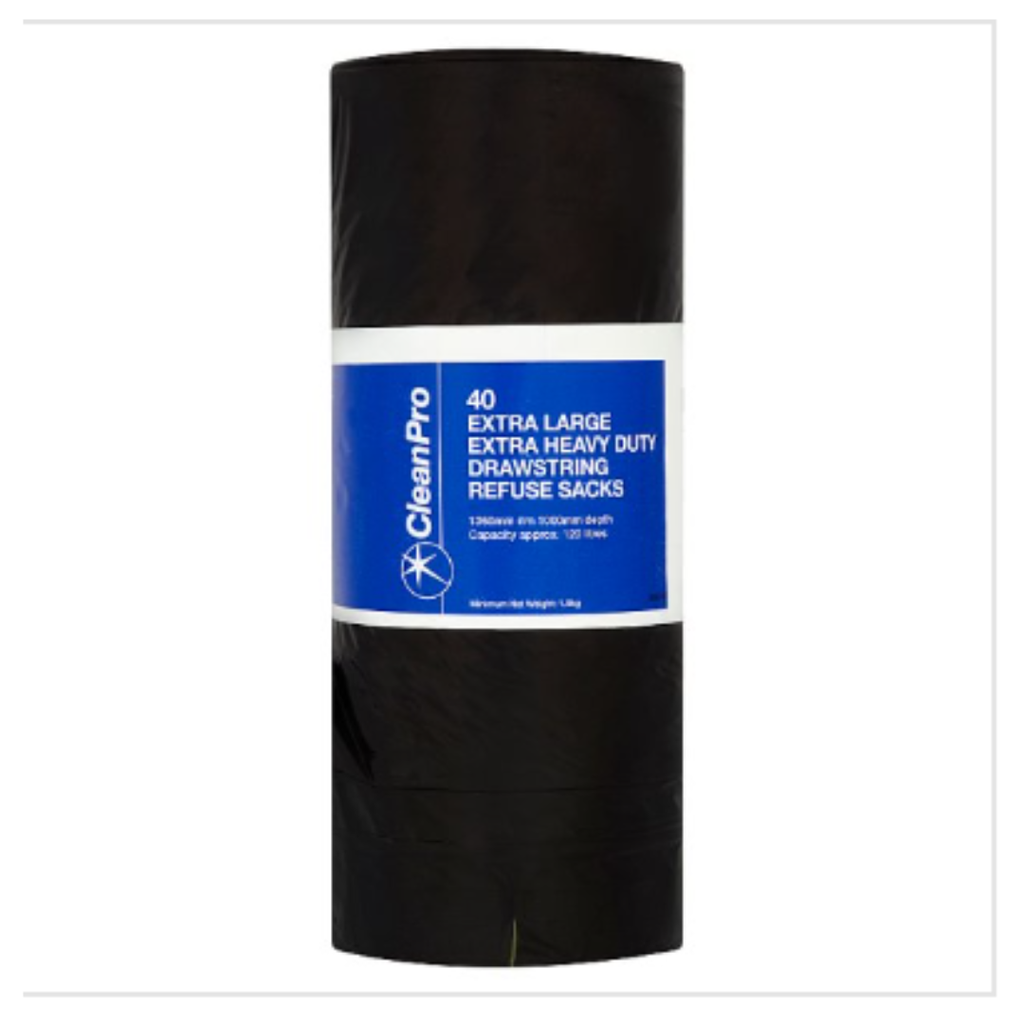 Clean Sack Buy CleanPro 40 Extra Large Extra Heavy Duty Drawstring Refuse Sacks ...