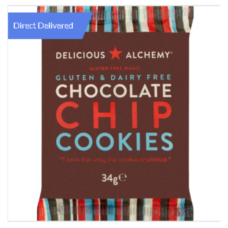 Delicious Alchemy Gluten Free Choc Chip Cookies 2's x Case of 1 - London Grocery
