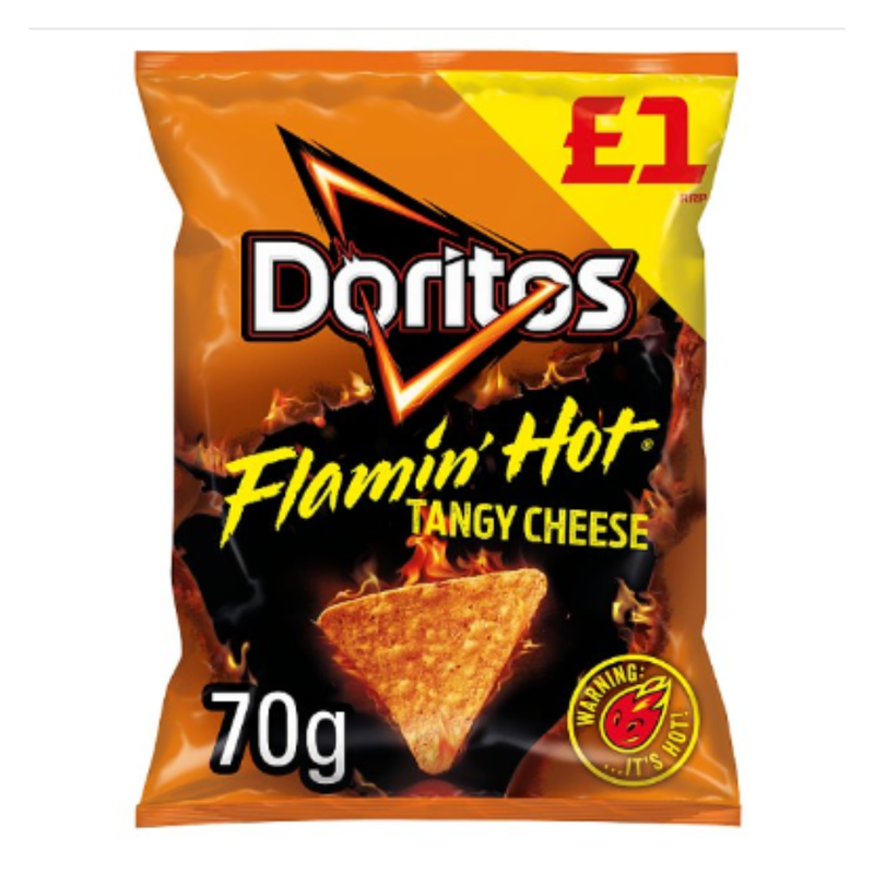 Doritos Flamin' Hot Tangy Cheese Tortilla Chips 70g x Case of 15 - London Grocery
