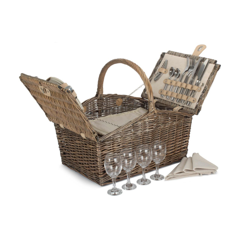 Double Lidded 4 Person Picnic Hamper | London Grocery