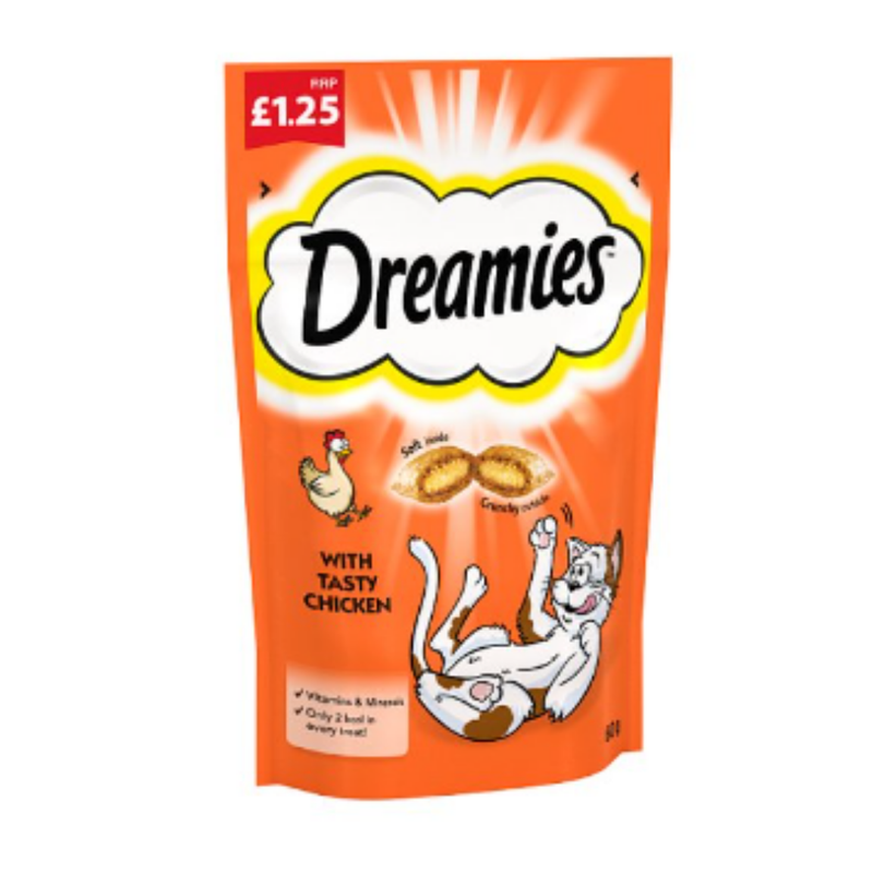 Dreamies Cat Treat Biscuits with Chicken 60g x Case of 8 - London Grocery