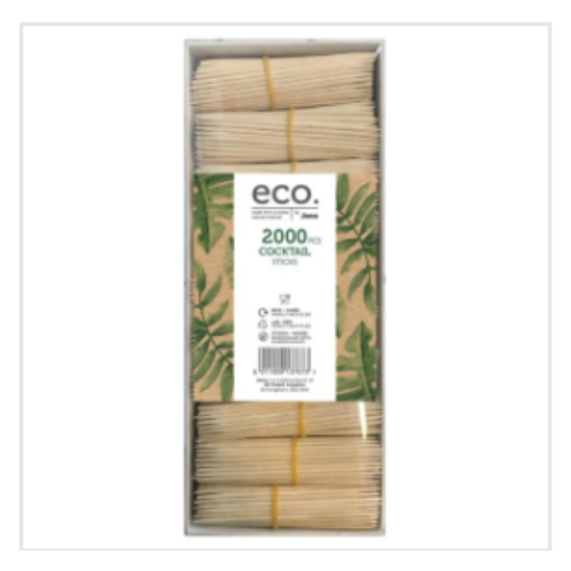 Eco by Jena 2000 Cocktail Sticks | Approx 2000 per Case| Case of 24 - London Grocery