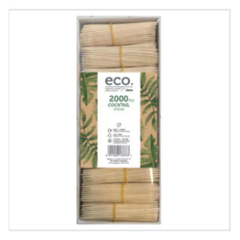 Eco by Jena 2000 Cocktail Sticks | Approx 2000 per Case| Case of 1 - London Grocery