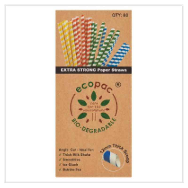Ecopac 80 Extra Strong Paper Straw | Approx 80 per Case| Case of 20 - London Grocery