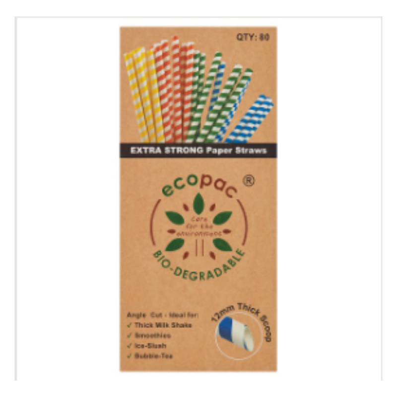 Ecopac 80 Extra Strong Paper Straw | Approx 80 per Case| Case of 1 - London Grocery