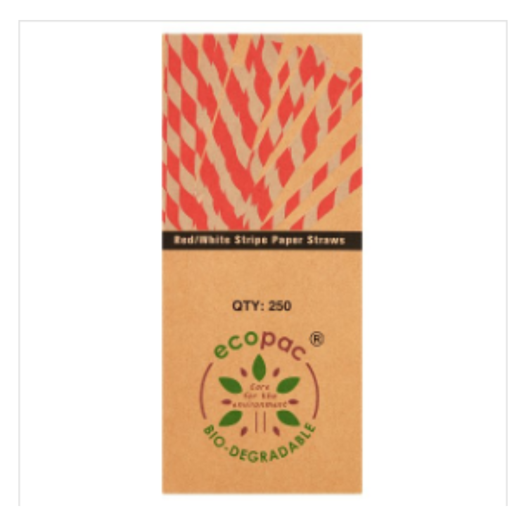 Buy Ecopac Red/White Stripe Paper Straws [Replaces M231749 ] | Approx ...