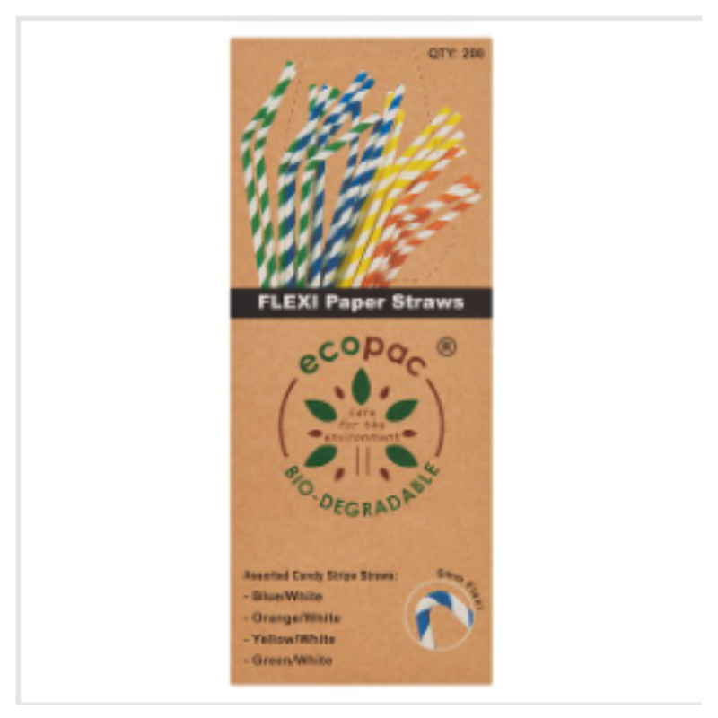 Ecopac 200 Assorted Candy Stripe Straws | Approx 200 per Case| Case of 1 - London Grocery