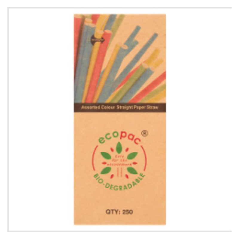 Ecopac 250 Assorted Colour Straight Paper Straw | Approx 250 per Case| Case of 1 - London Grocery