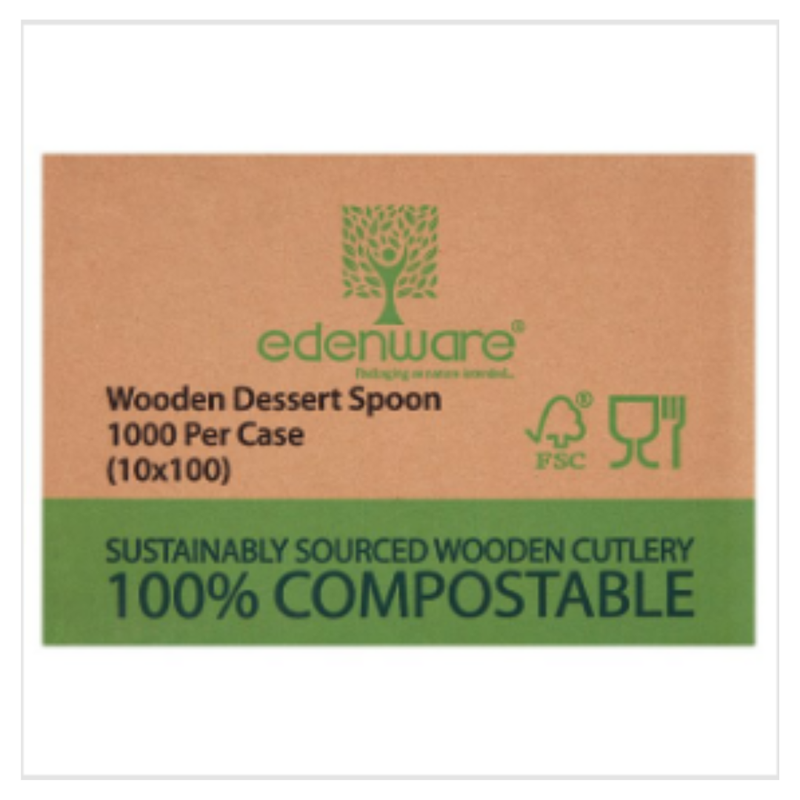 Edenware 1000 Wooden Dessert Spoon |Eco Friendly|Approx 1000 per Case| Case of 10 - London Grocery