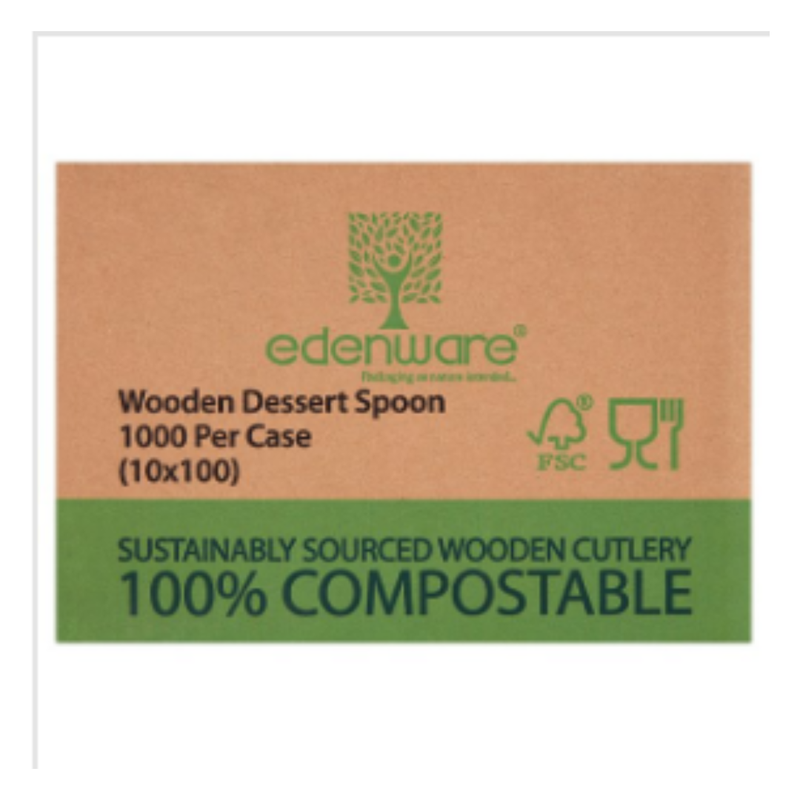 Edenware 1000 Wooden Dessert Spoon |Eco Friendly|Approx 1000 per Case| Case of 1 - London Grocery