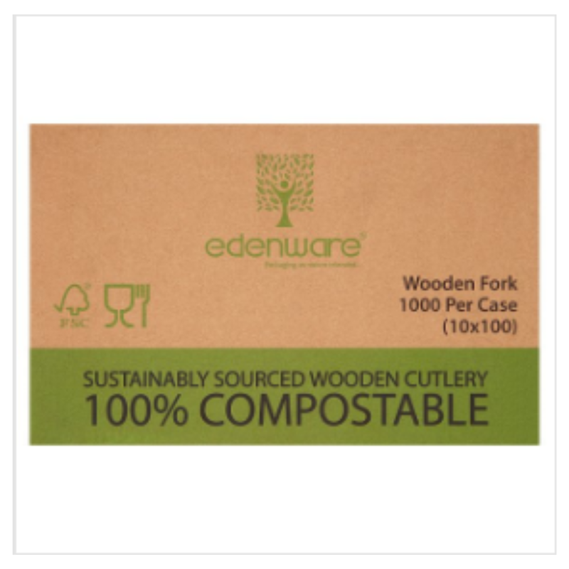 Edenware 1000 Wooden Fork |Eco Friendly|Approx 1000 per Case| Case of 1 - London Grocery