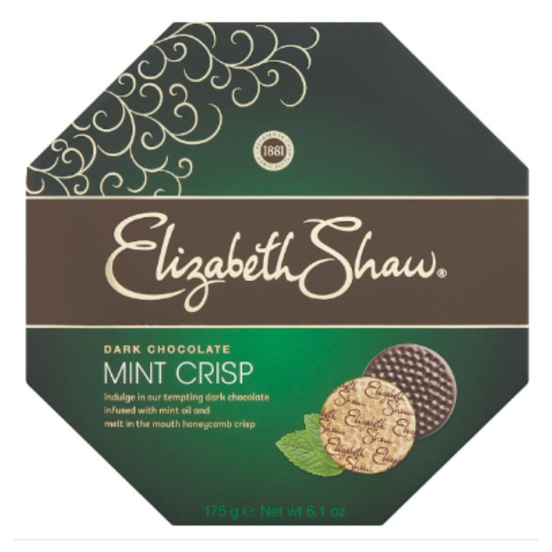 Elizabeth Shaw Dark Chocolate Mint Crisp 175g x Case of 8 - London Grocery