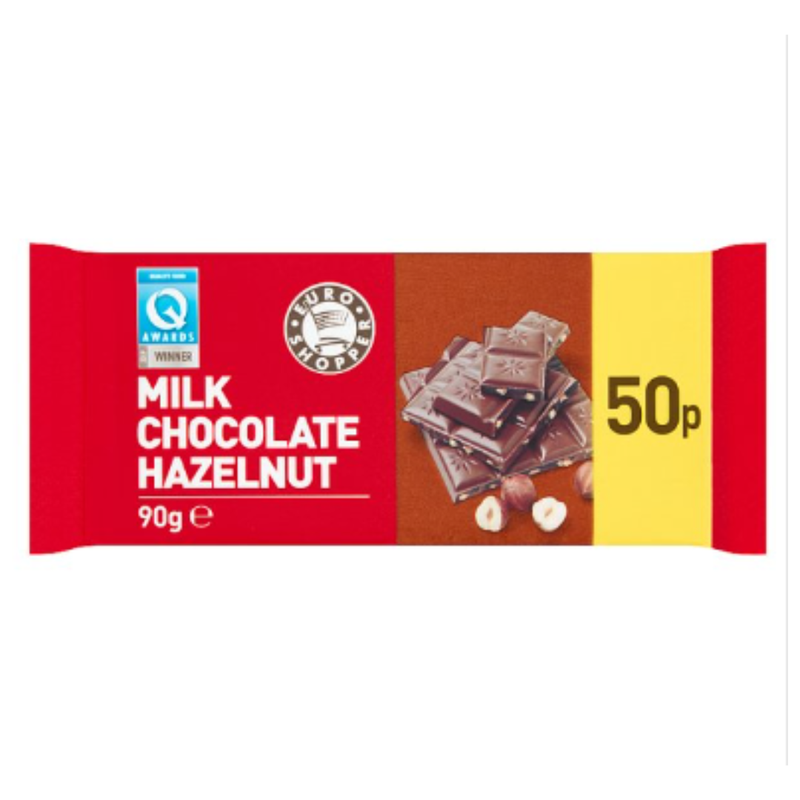 Euro Shopper Milk Chocolate Hazelnut 90g x Case of 26 - London Grocery