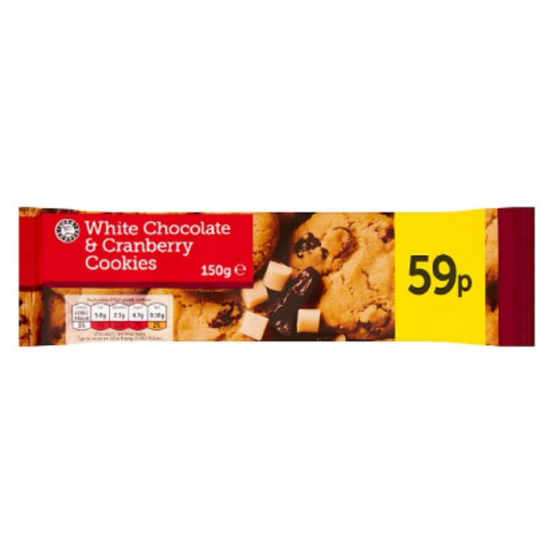 Euro Shopper White Chocolate & Cranberry Cookies 150g x Case of 11 - London Grocery