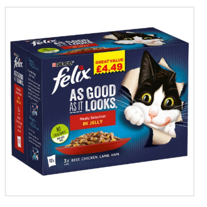 Felix As Good As It Looks Meaty Selection in Jelly 12 x 100g x Case of 4 - London Grocery