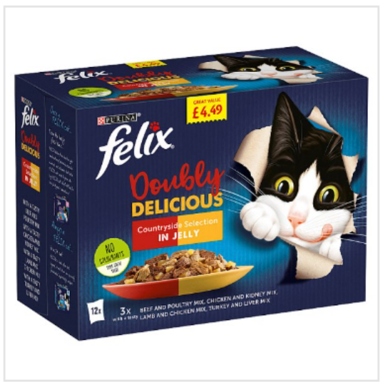 Felix Doubly Delicious Countryside Selection in Jelly 12 x 100g x Case of 4 - London Grocery