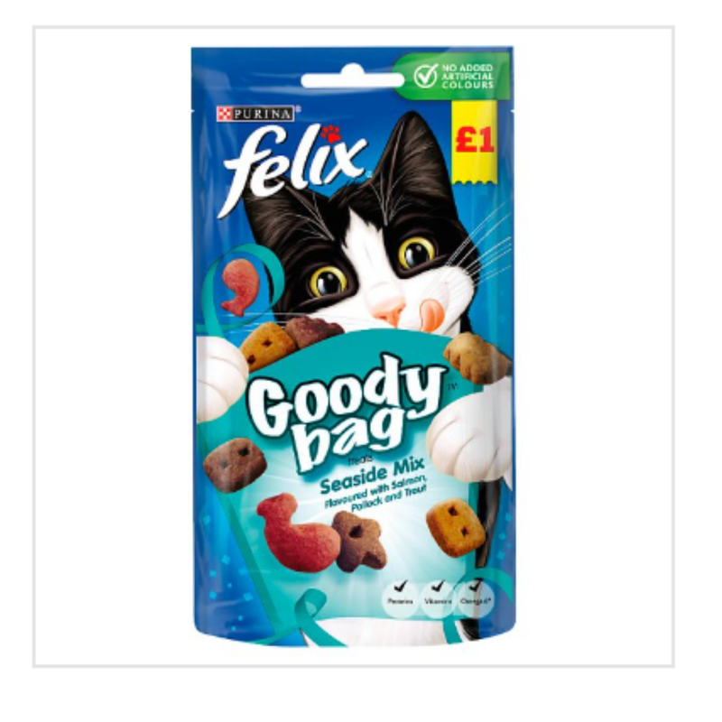 Felix Goody Bag Cat Treats Seaside Mix 60g x Case of 8 - London Grocery
