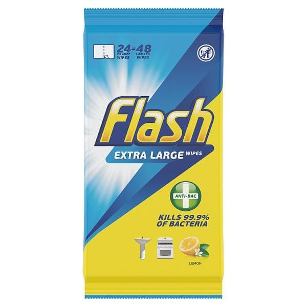 Flash Anti-Bacterial Strong & Thick Cleaning Wipes 48 Count (24 Large Wipes) - London Grocery