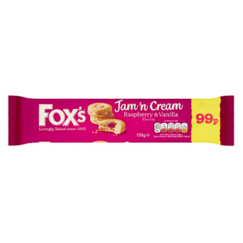 FOX's Jam'n Cream Raspberry & Vanilla Flavour 150g x Case of 12 - London Grocery