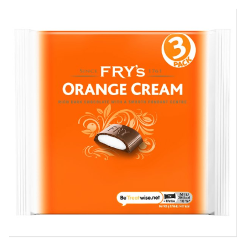 Fry's Orange Cream Chocolate Bar 3 Pack 147g x Case of 16 - London Grocery