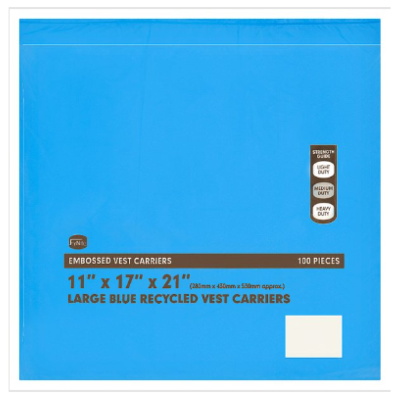 FyNite Large Blue Recycled Vest Carriers 100 Pieces | Approx 100 per Case| Case of 1 - London Grocery