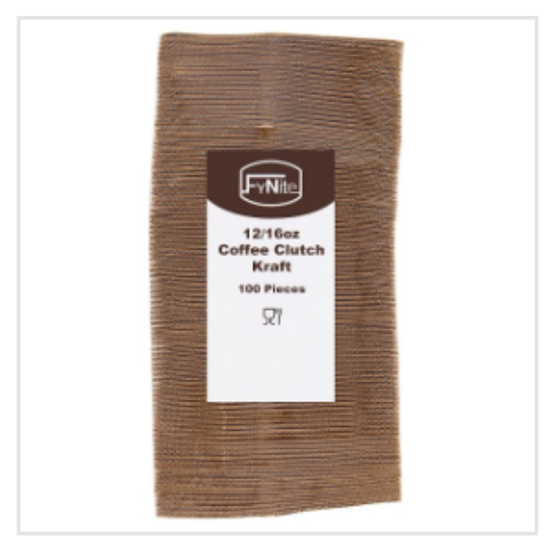 FyNite 12/16oz Coffee Clutch Kraft 10 x 100 (1000 Per Case) | Approx 1000 per Case| Case of 10 - London Grocery