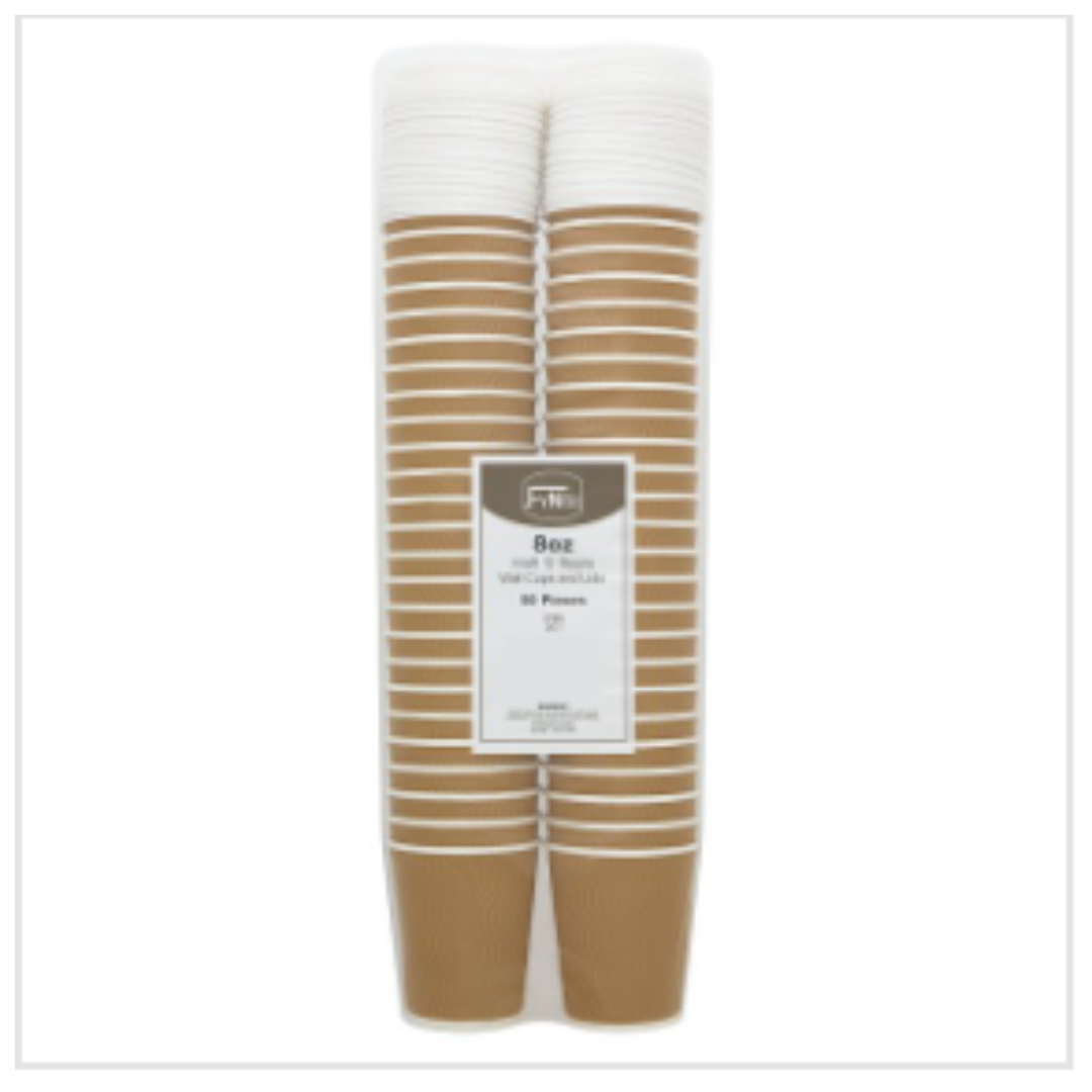 Buy FyNite Kraft 'S' Ripple Wall Cups and Lids 8oz 1 x 50 (50 Per Case ...