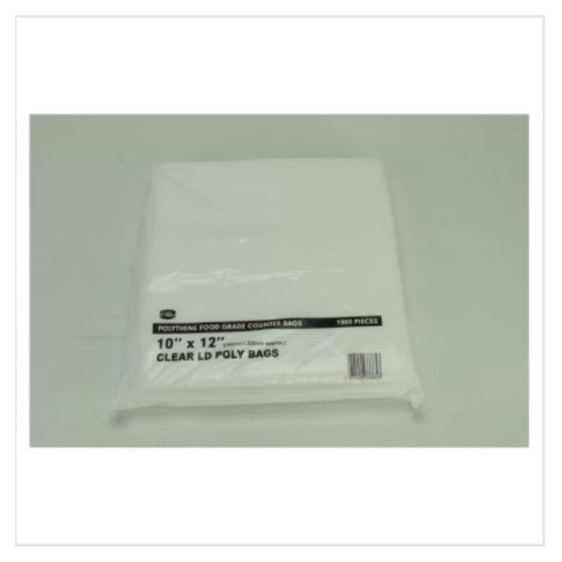 FyNite 1000 Clear Polythene Food Grade Counter Bags 10" x 12" | Approx 1000 per Case| Case of 1 - London Grocery