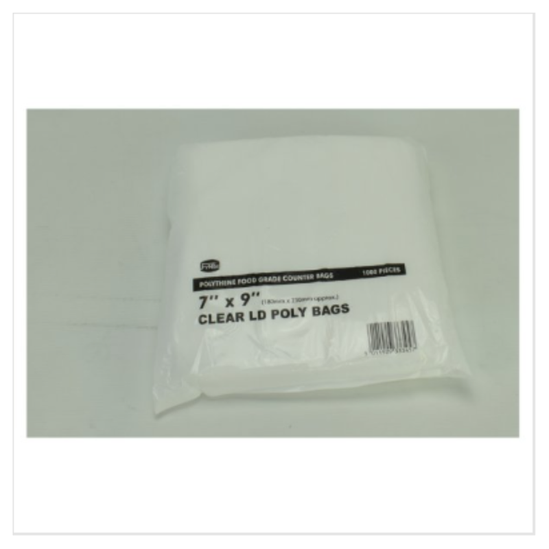 FyNite 1000 Clear Polythene Food Grade Counter Bags 7" x 9" | Approx 1000 per Case| Case of 10 - London Grocery