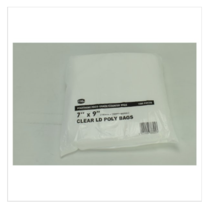 FyNite 1000 Clear Polythene Food Grade Counter Bags 7" x 9" | Approx 1000 per Case| Case of 1 - London Grocery