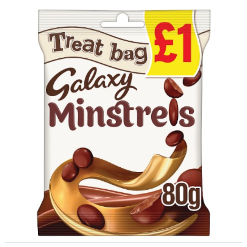 Galaxy Minstrels Chocolate Treat Bag 80g x Case of 20 - London Grocery