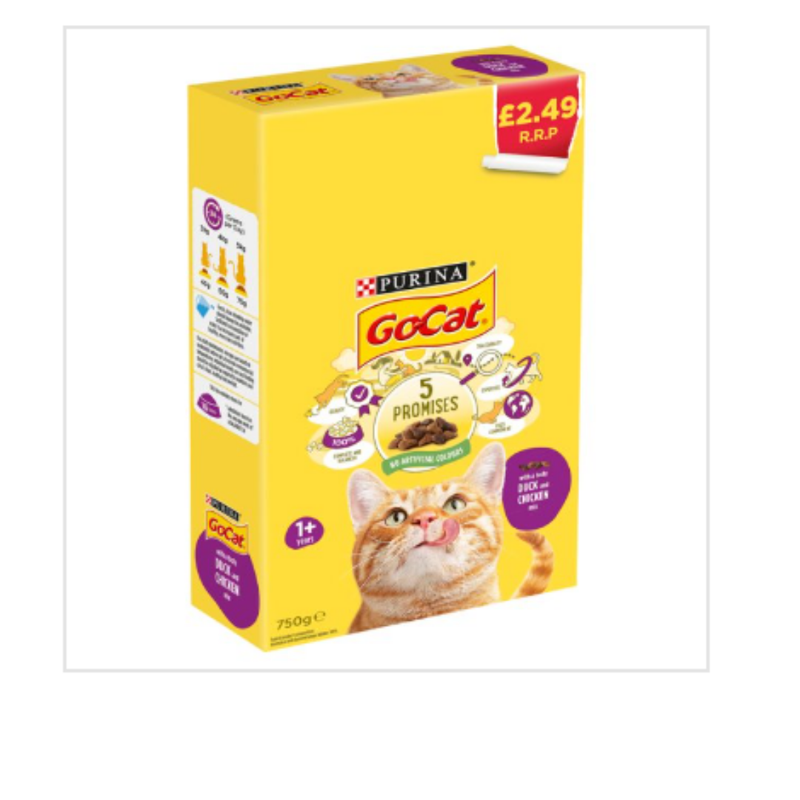 Go-Cat With a Tasty Duck and Chicken Mix 1+ Years 750g x Case of 5 - London Grocery