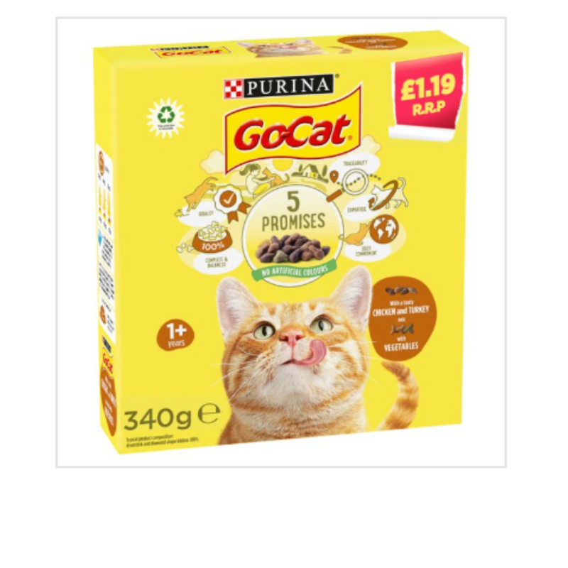 GO-CAT with Chicken and Turkey mix with Vegetables Dry Cat Food 340g x Case of 6 - London Grocery