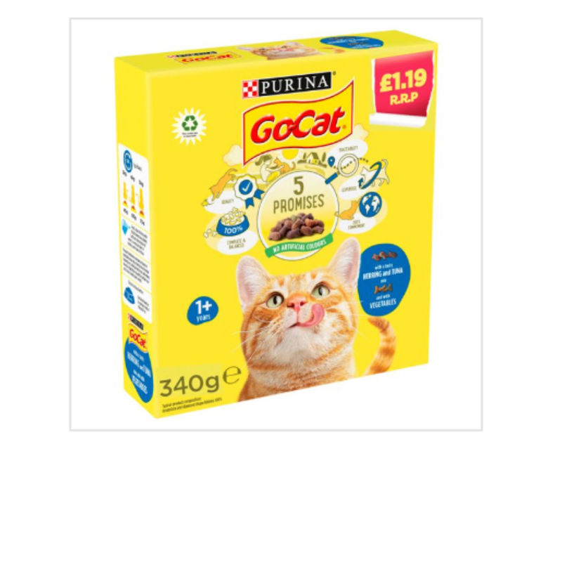 GO-CAT with Herring and Tuna mix with Vegetables Dry Cat Food 340g x Case of 6 - London Grocery