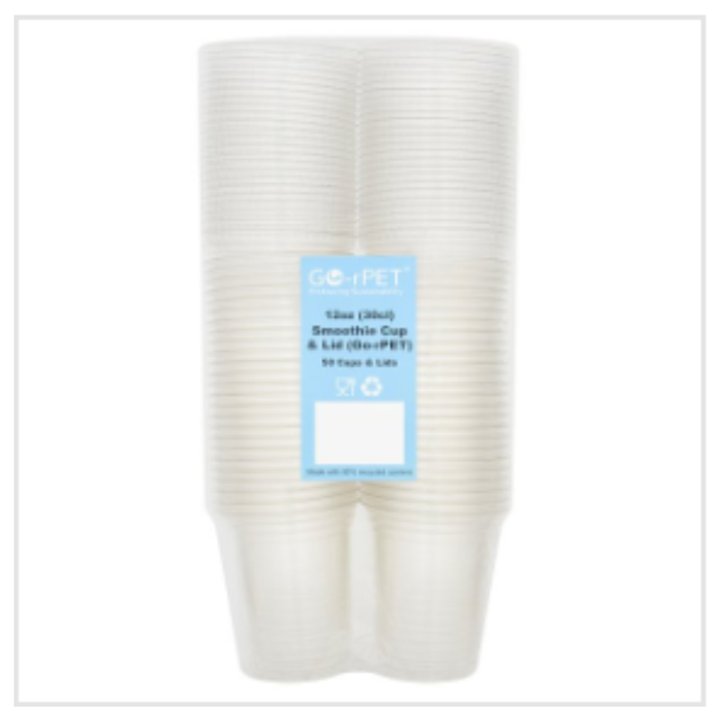 Go-rPET 500 Smoothie Cup & Lid Clear 30cl [Sub for M222203 ] | Approx 50 per Case| Case of 10 - London Grocery