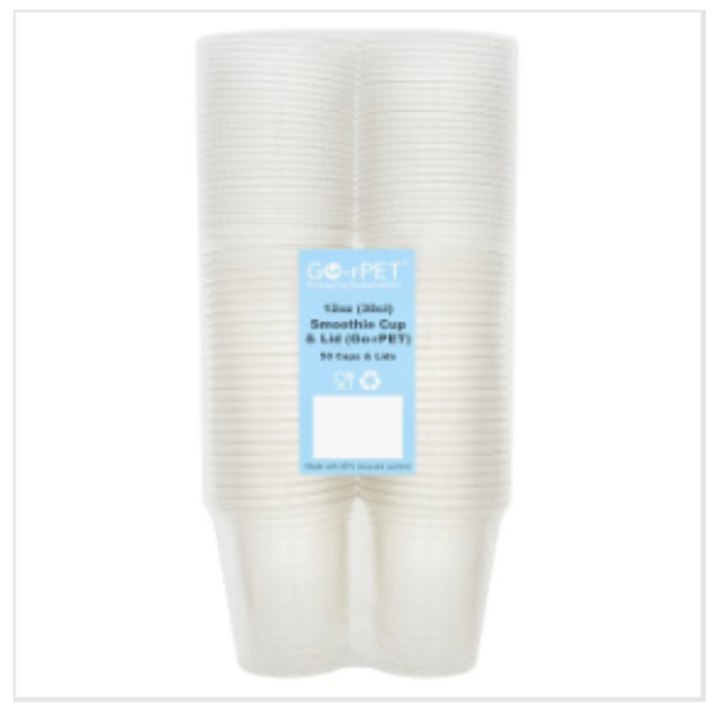 Go-rPET 500 Smoothie Cup & Lid Clear 30cl [Sub for M222204 ] | Approx 500 per Case| Case of 1 - London Grocery